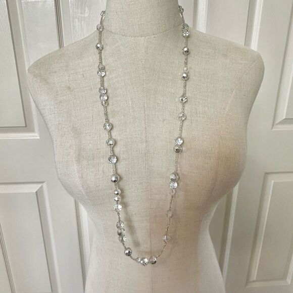 Clear Crystal beaded long necklace - Picture 1 of 7